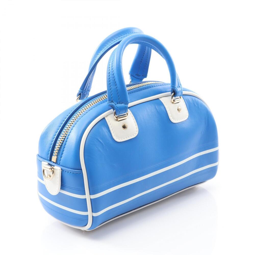 Dior Handbag White Bag Blue VIBE Bowling Leather